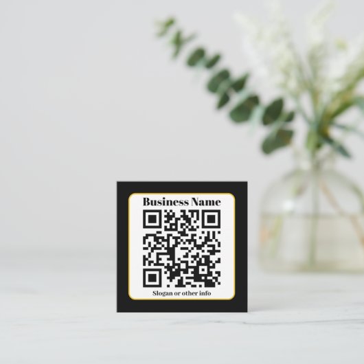 Carte D'accompagnement Create Your Own QR Code | Black White Gold Border (Debout devant)