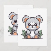 Carte D'accompagnement Création de Koala Vector Magique Kawaii (Devant / Derrière)