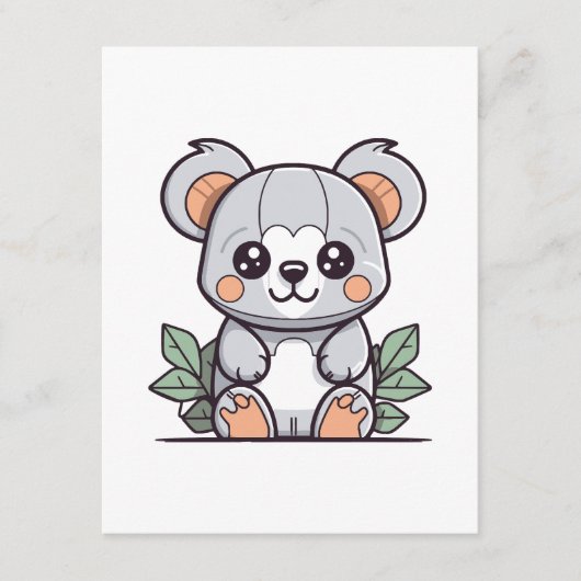Carte D'accompagnement Création de Koala Vector Magique Kawaii (Devant)