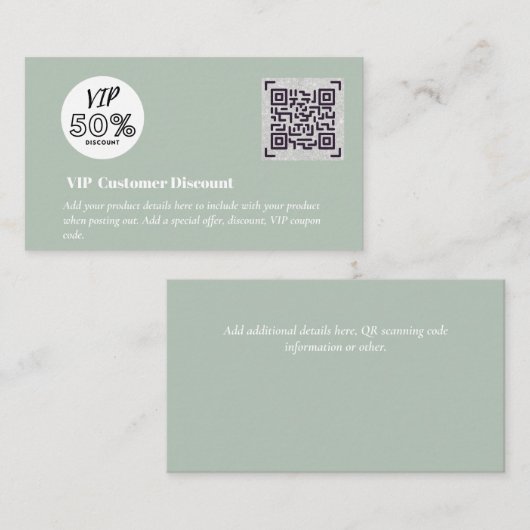 Carte D'accompagnement Créer des codes QR de remise VIP client (Devant / Derrière)