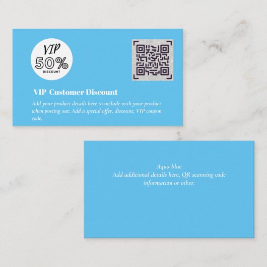 Carte D'accompagnement Créer des codes QR de remise VIP client (Devant / Derrière)