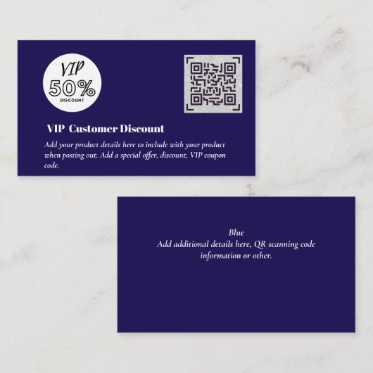Carte D'accompagnement Créer des codes QR de remise VIP client (Devant / Derrière)