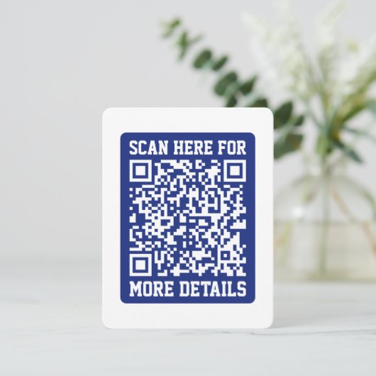 Carte D'accompagnement Créer un code QR analysable | Bleu marine (modifia (Debout devant)