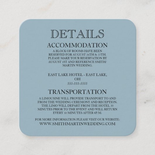 Carte D'accompagnement Créez le Vôtre - Bleu Poussiéreux (Devant)