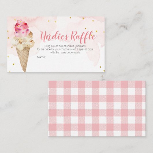 Carte D'accompagnement Crème de glace rose vierge Undies Fête des mariées (Devant / Derrière)