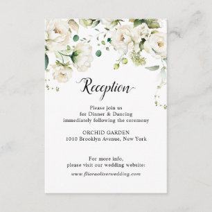 Carte D'accompagnement Crème d'ivoire blanc Rose Floral Botanique Mariage