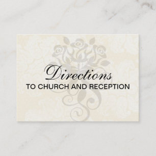 Carte D'accompagnement crème ecru floral élégant damas