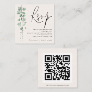 Carte D'accompagnement Crème Eucalyptus moderne Sage Code QR Mariage RSVP