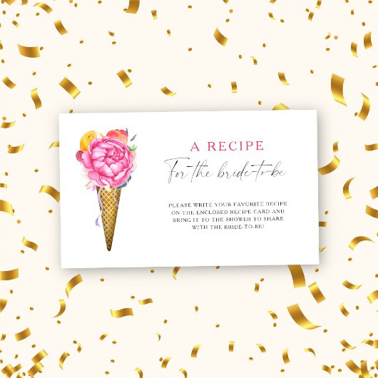 Carte D'accompagnement Crème glacée Recette florale pour que la mariée so