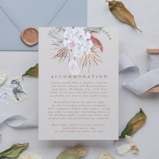 Carte D'accompagnement Crème Pampas Beige Grass Floral Jungle Mariage