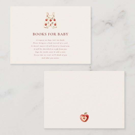 Carte D'accompagnement crème Red Apple Books for Baby shower Request (Devant / Derrière)