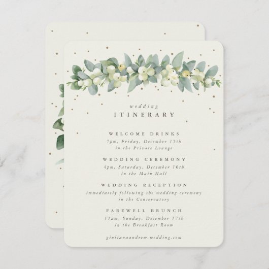 Carte D'accompagnement Crème Snowberry+Eucalyptus Garland Mariages Événem (Devant / Derrière)