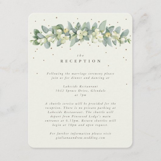 Carte D'accompagnement Crème Snowberry+Eucalyptus Garland Réception (Devant)