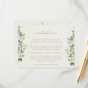 Carte D'accompagnement Crème Snowberry+Eucalyptus Info Mariage bordé