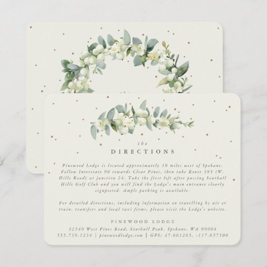 Carte D'accompagnement Crème Snowberry+Eucalyptus Mariage de tige Directi (Devant / Derrière)