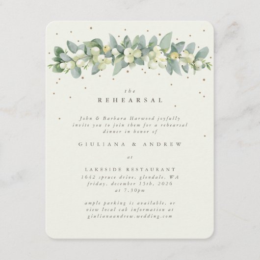Carte D'accompagnement Crème Snowberry+Eucalyptus Mariage répétition (Devant)