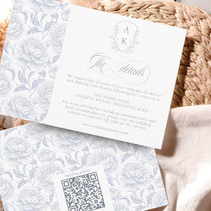 Carte D'accompagnement Crest Mariage Monogram Dusty Blue Détails du scrip