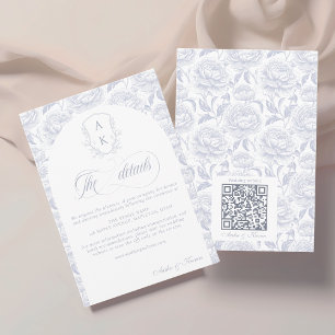 Carte D'accompagnement Crest Mariage Monogram Dusty Blue Détails du scrip