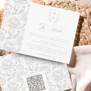 Carte D'accompagnement Crest Mariage Monogram Pale Taupe Détails du scrip