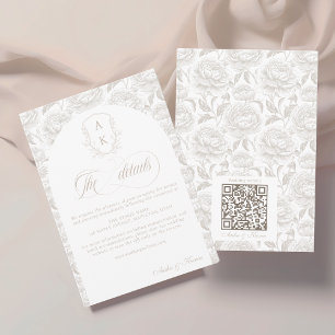 Carte D'accompagnement Crest Mariage Monogram Pale Taupe Détails du scrip
