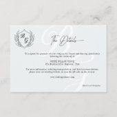 Carte D'accompagnement Crest Mariage Monogramme noir et blanc QR détails (Devant)
