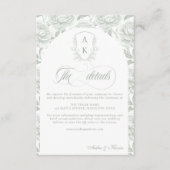 Carte D'accompagnement Crest Mariage Monogramme Sage Green Détails du scr (Devant)