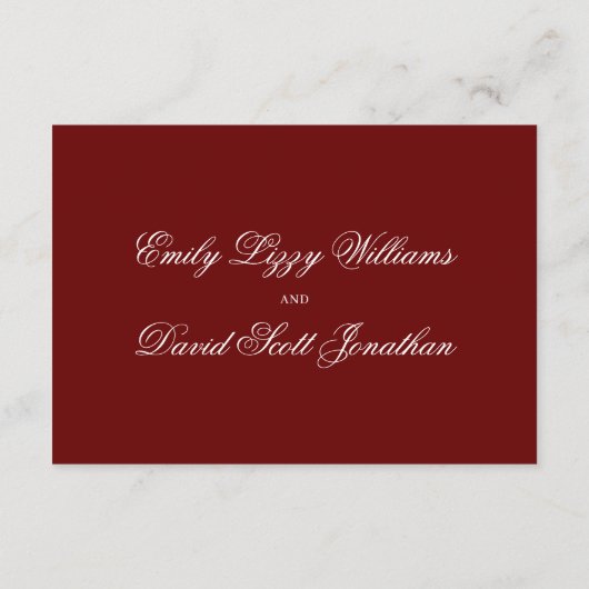 Carte D'accompagnement Crimson Red Classic Minimal Script Élégant (Dos)