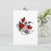 Carte D'accompagnement Croissant mécanique avec roses rouges (Debout devant)