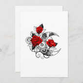 Carte D'accompagnement Croissant mécanique avec roses rouges (Devant / Derrière)