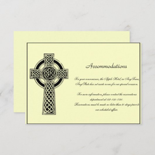 Carte D'accompagnement Croix celtique en noir mythique Mariage ivoire Ins (Devant / Derrière)