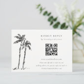 Carte D'accompagnement Croquis de palmier côtier Mariage QR Code RSVP (Debout devant)