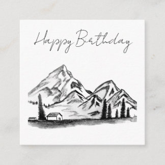 Carte D'accompagnement croquis en noir et blanc de montagnes