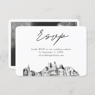 Carte D'accompagnement Croquis minimaliste Mariage de Boston RSVP