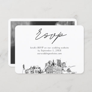 Carte D'accompagnement Croquis minimaliste Mariage Milwaukee RSVP