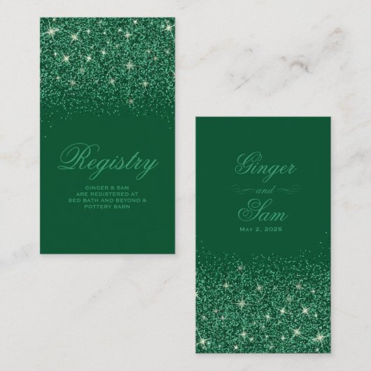 Carte D'accompagnement Crystal Emerald Parties scintillant Mariage (Devant / Derrière)