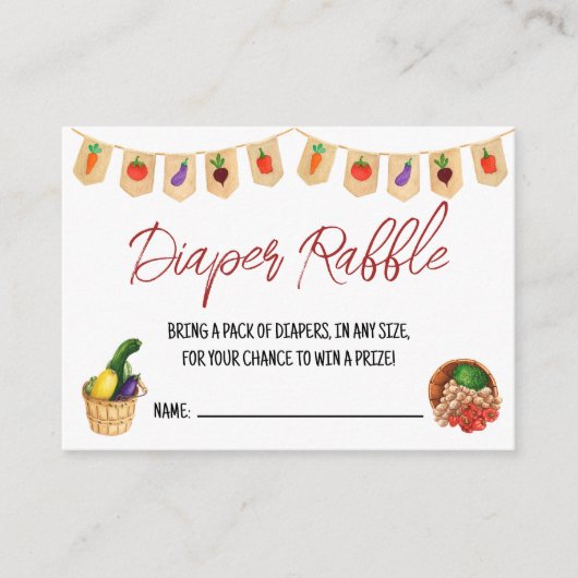 Carte D'accompagnement Cultivé localement, Marché fermier, Raffle de couc (Devant)