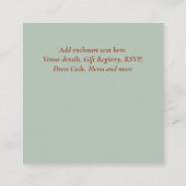 Carte D'accompagnement Custom Boho Terracotta Floral Sage Tea Party Événe (Dos)