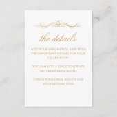 Carte D'accompagnement Custom Modern Elegant Gold & White Wedding Details (Devant)