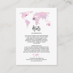 Carte D'accompagnement Custom Travel Watercolor World Map Détails du Mari