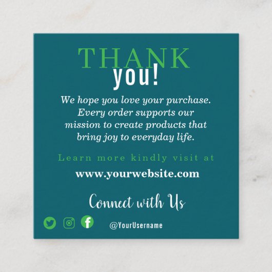 Carte D'accompagnement Customer Appreciation Business Note Card (Devant)