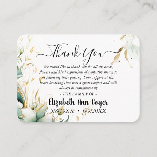 Carte D'accompagnement Customizable Memorial Thank You Card  (Devant)