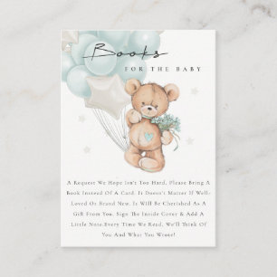 Carte D'accompagnement Cute Aqua Blue Bear Balloon Livres Pour Baby showe