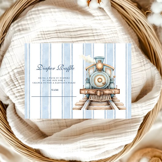 Carte D'accompagnement Cute aquarelle Train douche Diapper Raffle