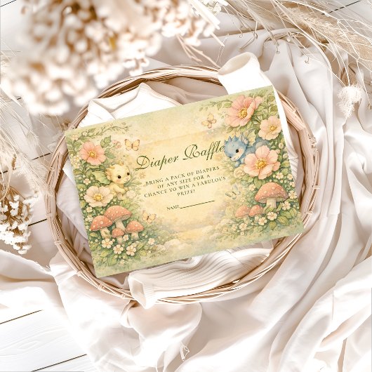 Carte D'accompagnement Cute Baby Dragon Fairytale Diapper Raffle