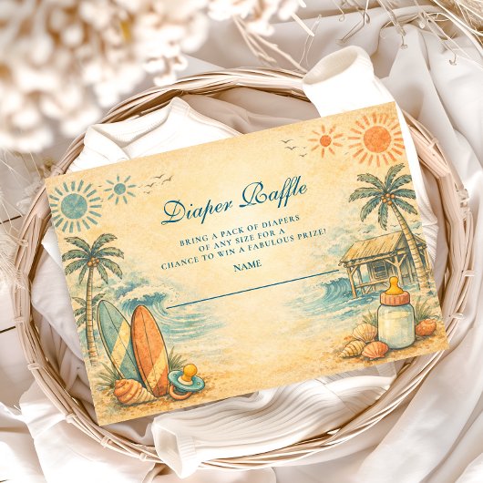 Carte D'accompagnement Cute Baby On Board Surf Diapper Raffle