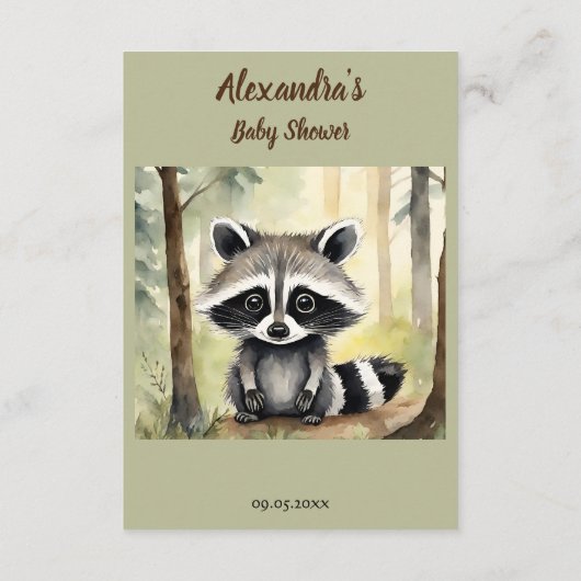 Carte D'accompagnement Cute Baby Raccoon Baby shower Déchets Raffle (Dos)
