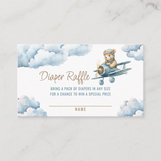 Carte D'accompagnement Cute Bear Avion Blue Boy Déchets Raffle (Devant)