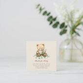 Carte D'accompagnement Cute Bear Reading Book Baby Shower Book Request  (Debout devant)