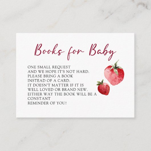 Carte D'accompagnement Cute Berry Strawberry Baby Shower Book Request (Devant)