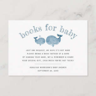 Carte D'accompagnement Cute Blue Aquarelle Baleine Livres Pour Bébé Deman